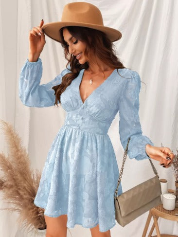 Levoire | Robe Satin Délicate À Manches Courtes Bleu clair