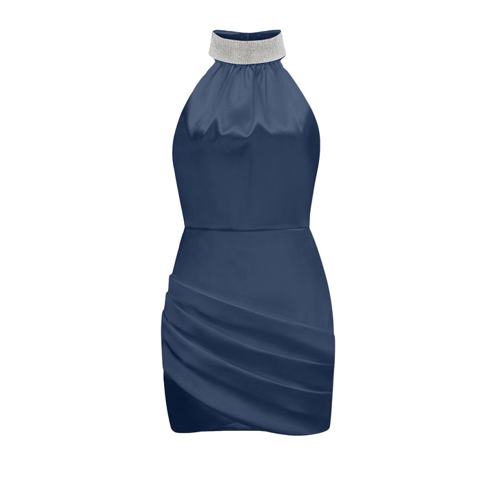 Levoire | Robe Mini Asymétrique Ornée Bleu