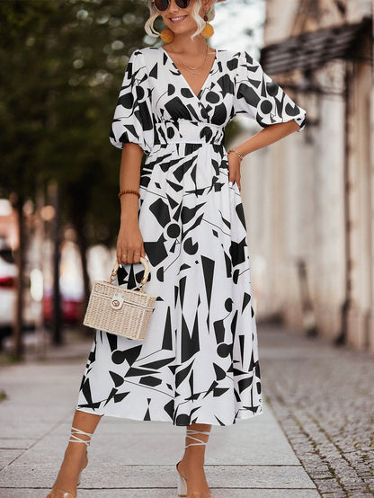 Levoire | Robe Avec Motif Géométrique Et Décolleté En V
