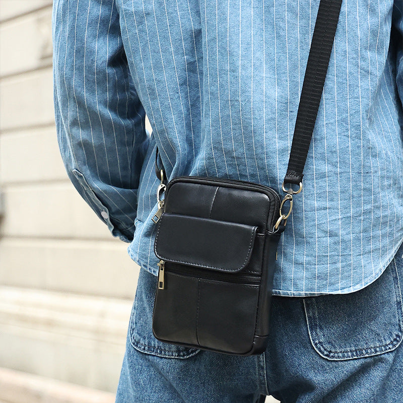 Levoire | Petit Sac À Bandoulière En Cuir Véritable Pour Hommes Noir Une taille