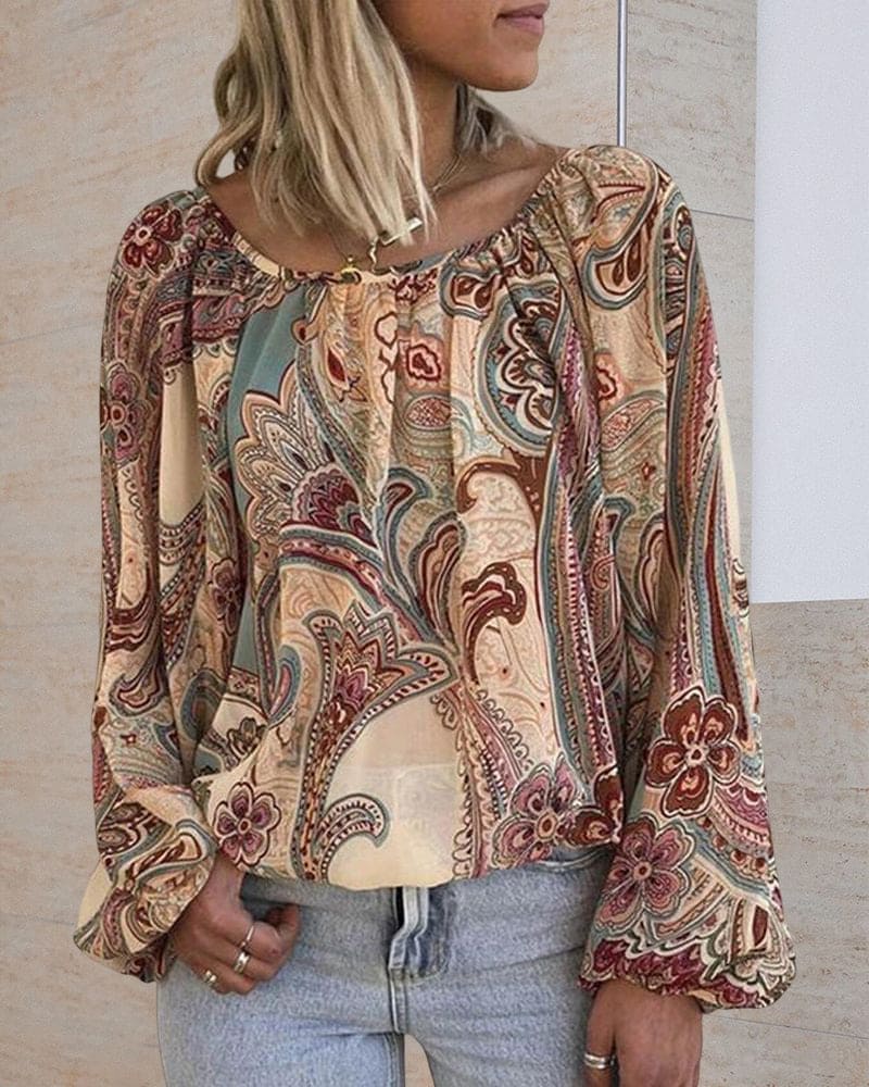 Levoire | Blouse Boho Avec Imprimé Et Lanternes