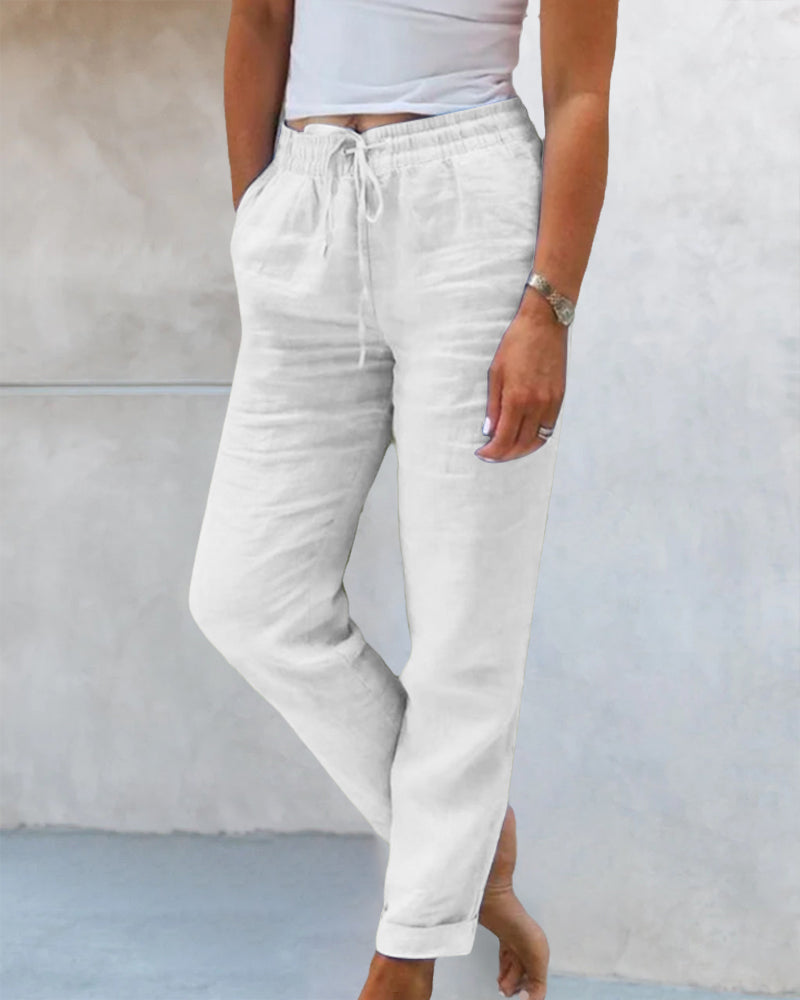 Levoire | Pantalons de couleur mixte à jambe droite Blanc