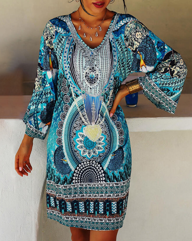 Levoire | Robe boho à manches longues Bleu