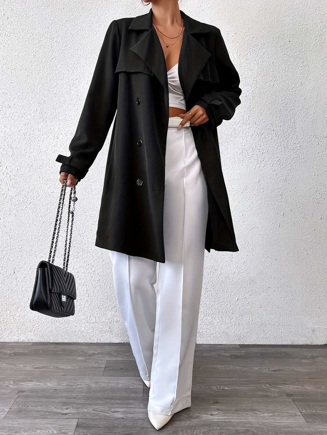 Levoire | Manteau En Tissu Réversible À Double Épaisseur Avec Ceinture À Nouer