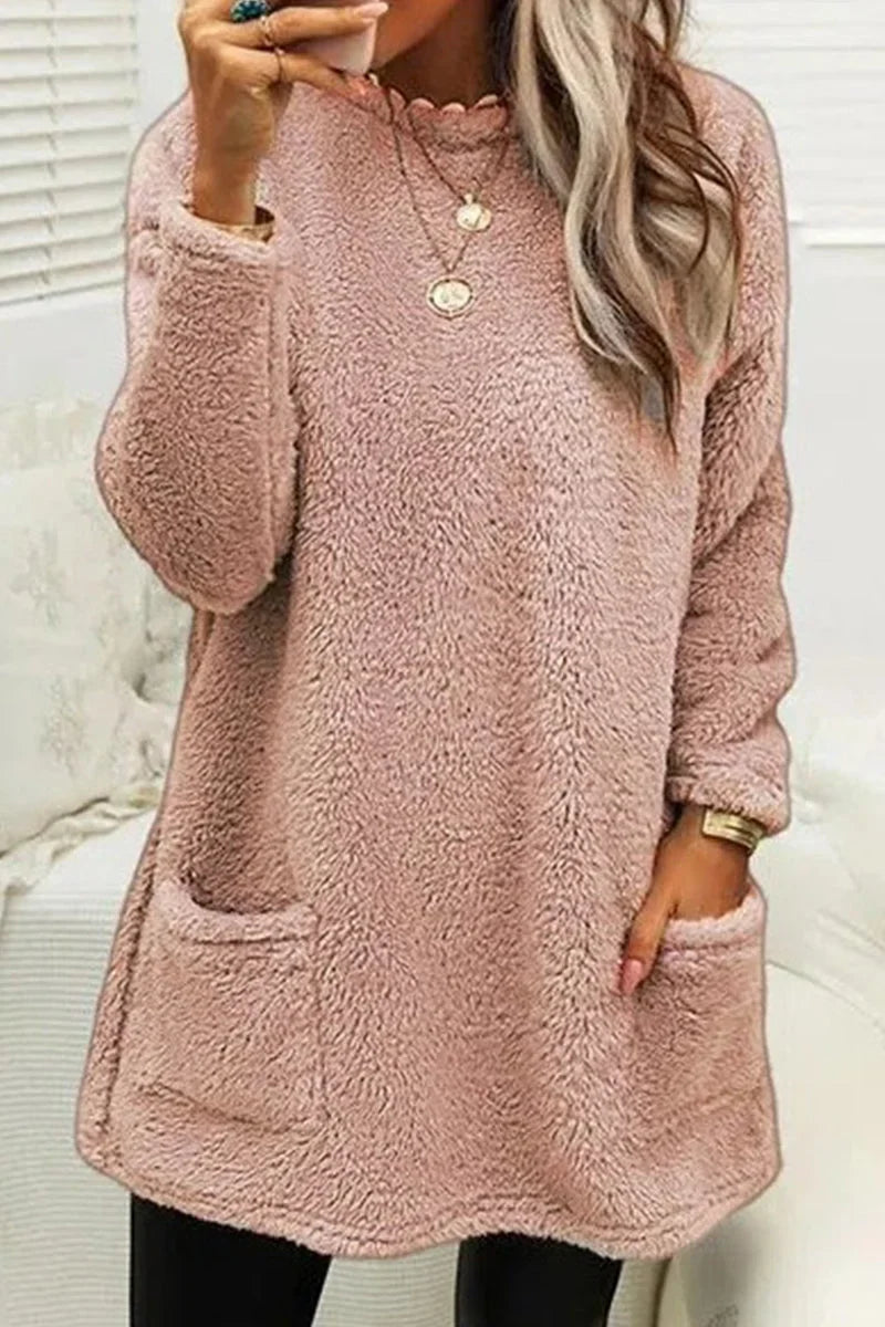Levoire | Sweatshirt Avec Poche Et Col Rond En Uni Pour Streetwear Rosa