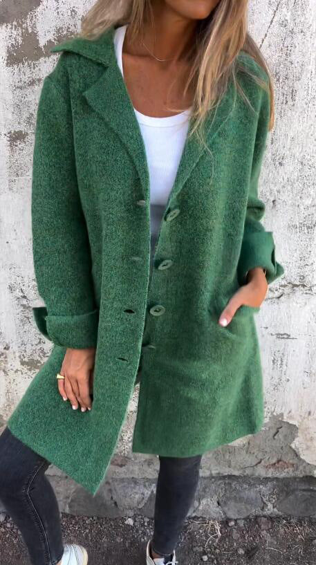 Levoire | Veste Mi-Longue Avec Dos Et Poches, Boutonnage Simple Vert