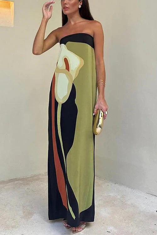 Levoire | Robe Maxi Imprimé Avocat Off-Shoulder Robe D'Été Pour Femmes