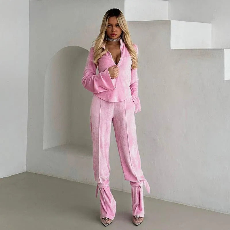 Levoire | Setti pantalon en suédine à manches longues Rosa