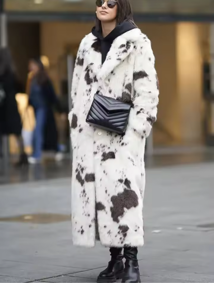 Levoire | Manteau En Fourrure Synthétique Plus Long En Design De Vache