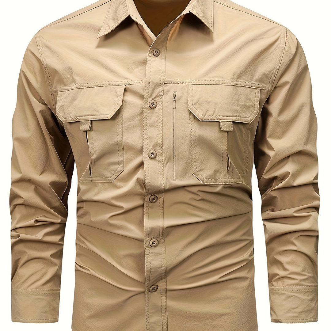 Levoire | Chemise Décontractée Pour Hommes À Manches Longues À Séchage Rapide Couleur kaki