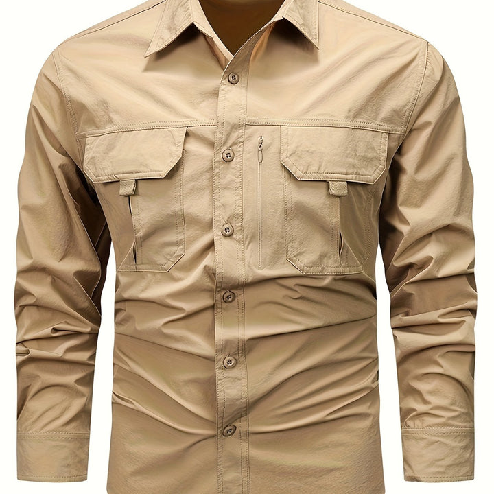 Levoire | Chemise Décontractée Pour Hommes À Manches Longues À Séchage Rapide Couleur kaki