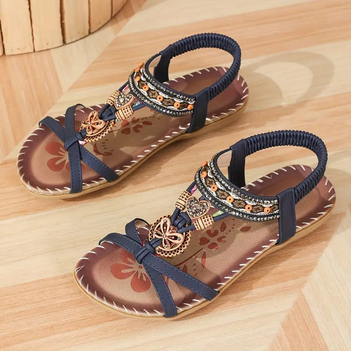 Levoire | Sandales Orthopédiques Élégantes Papillon Strass Bleu