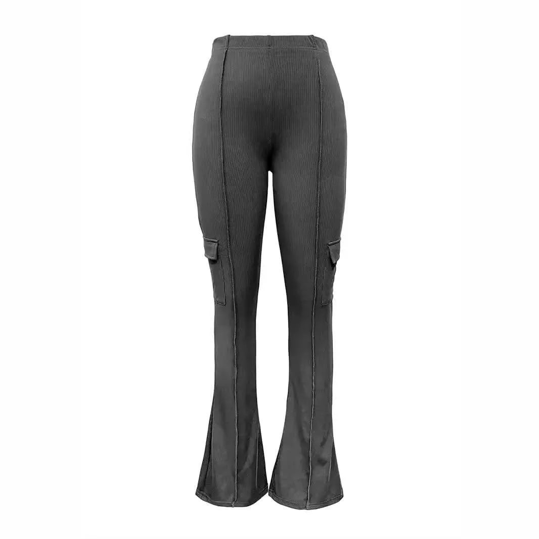 Levoire | Pantalons slim-fit à taille haute légèrement évasés Gris