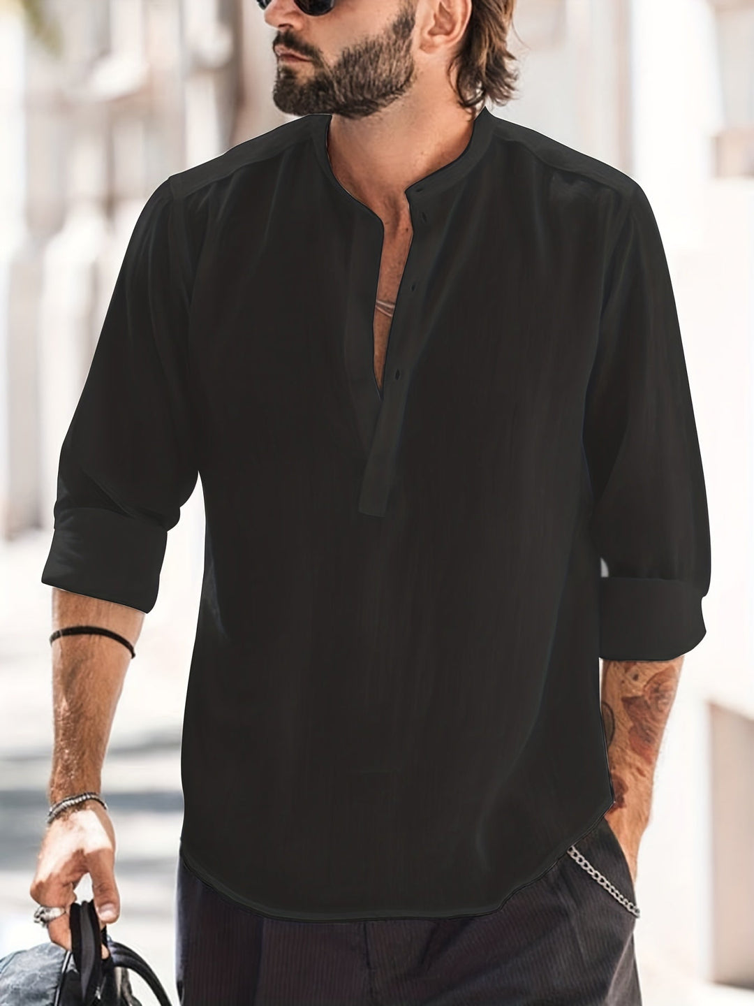 Levoire | Chemise En Coton Classique Pour Hommes Noir