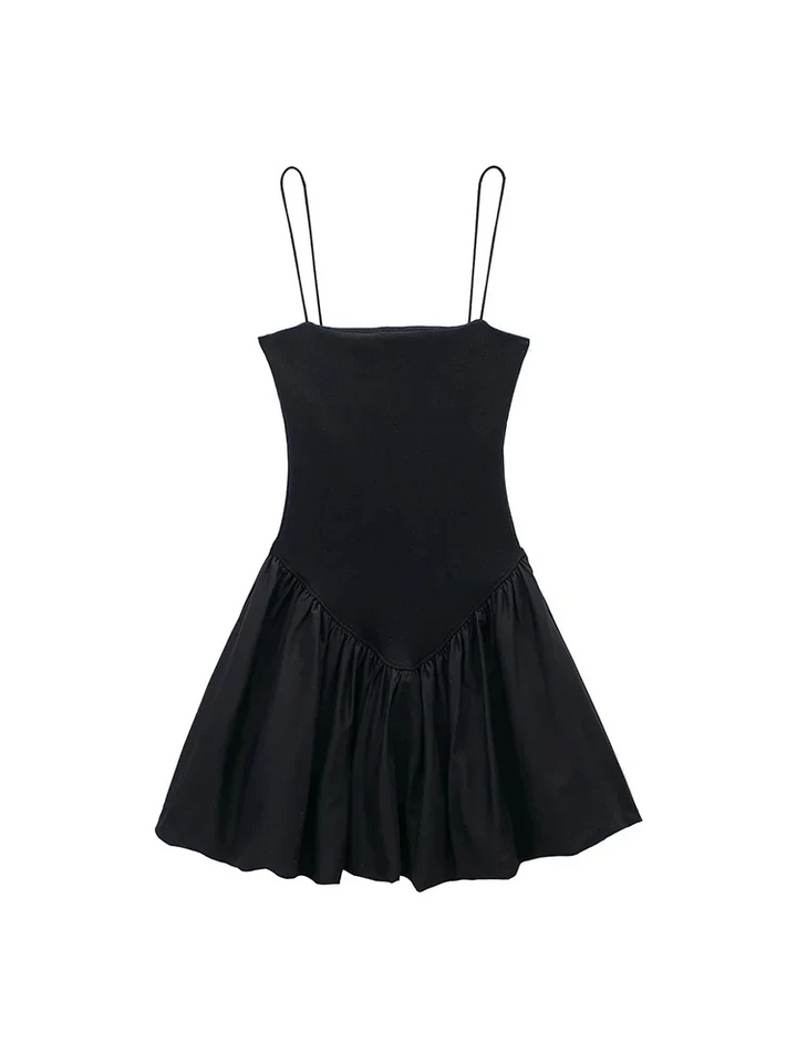Levoire | Robe En Popeline Mini Avec Manches Bouffantes Noir
