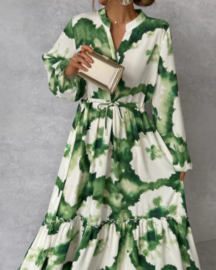 Levoire | Robe Tie-Dye Élégante Avec Cordon De Serrage En Patchwork Vert