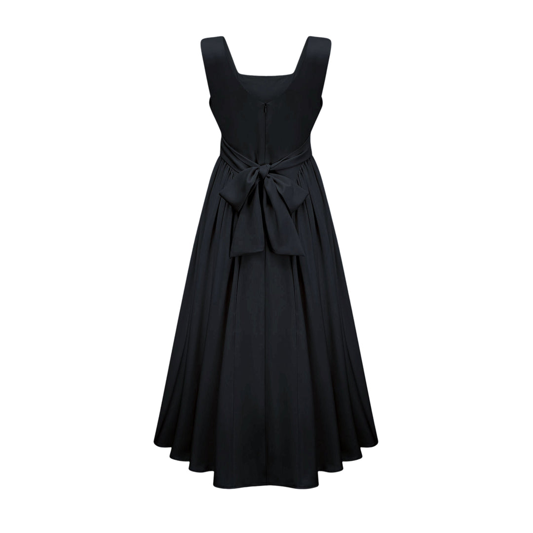 Levoire | Robe Midi Plissée À Col Rectangulaire
