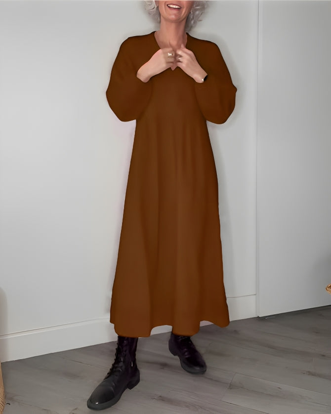 Levoire | Femmes Élégante Robe Maxi Longue Braun