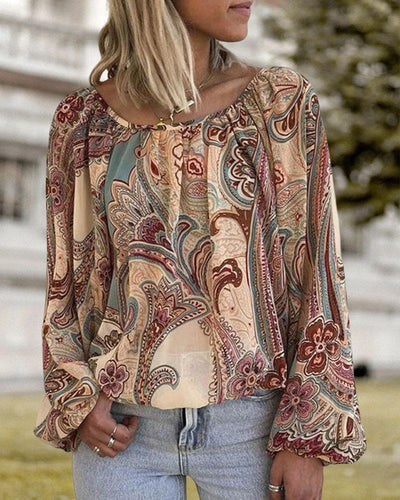 Levoire | Blouse Boho Avec Imprimé Et Lanternes
