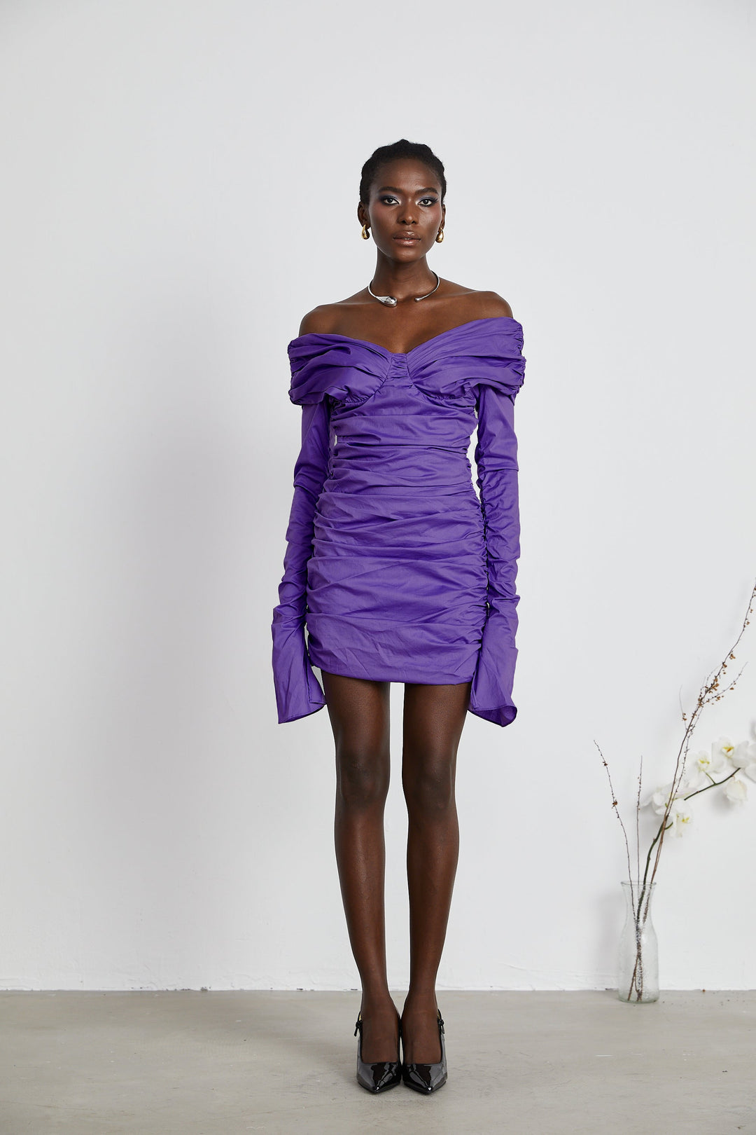 Levoire | Robe Mini À Épaules Dégagées Raffung