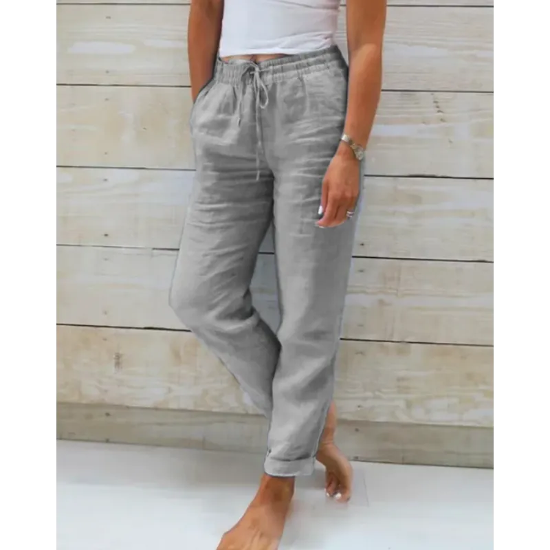 Levoire | Pantalon En Lin Stylé Pour Femmes Gris
