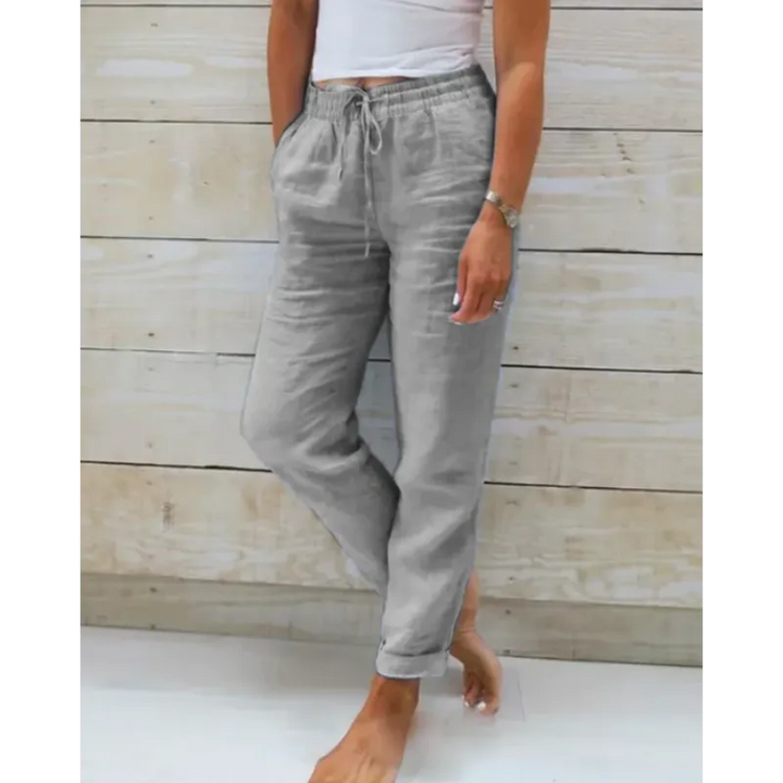Levoire | Pantalon En Lin Stylé Pour Femmes Gris