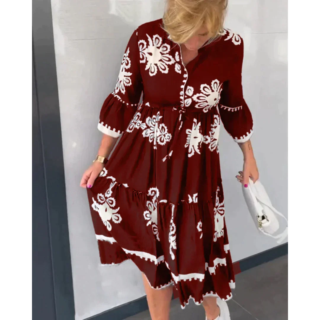 Levoire | Robe À Fleurs Avec Manches 3/4