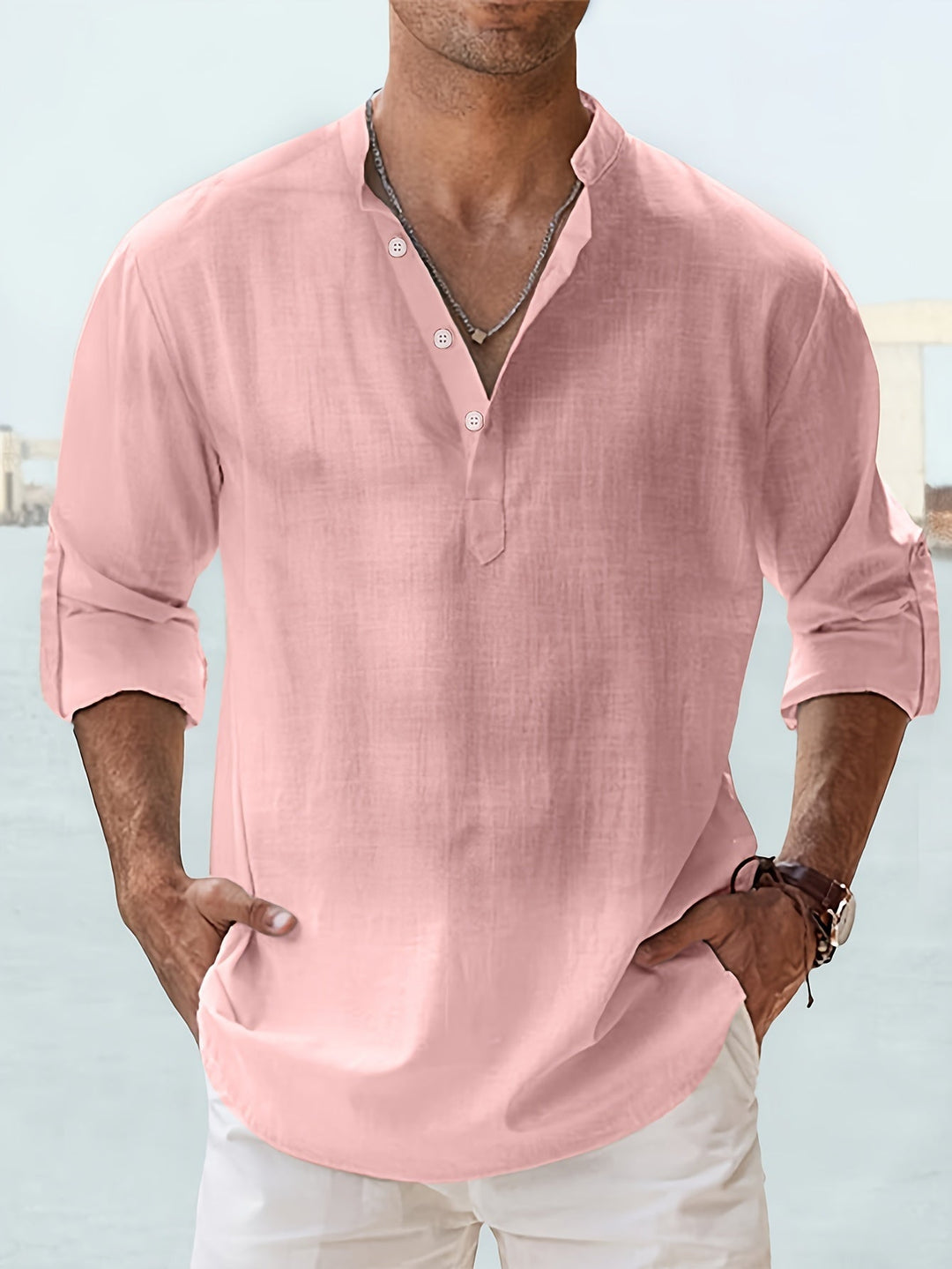 Levoire | Chemise Homme Rento À Manches Longues Couleur rose pâle