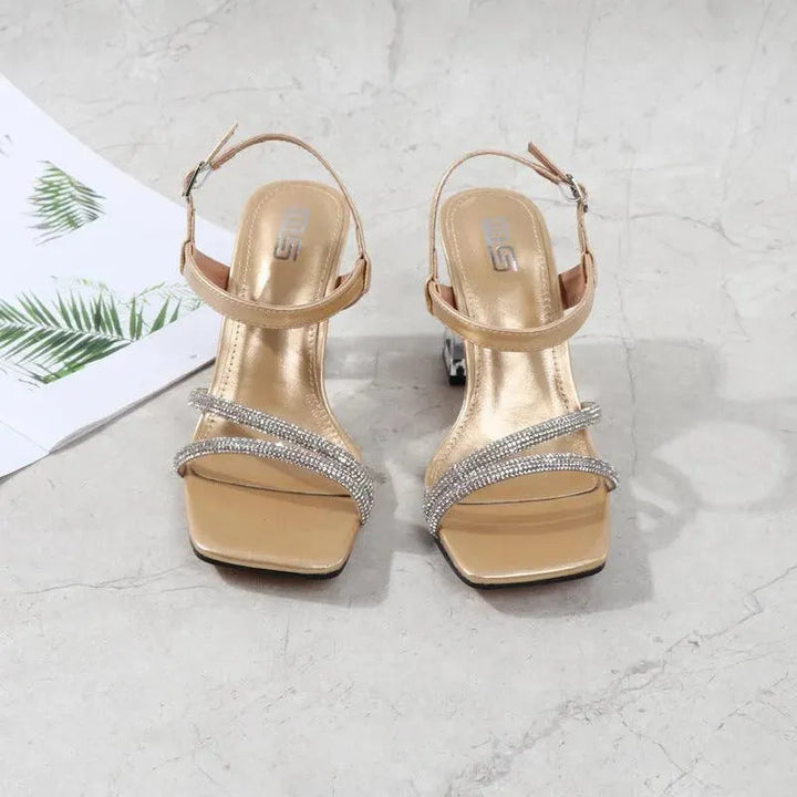 Levoire | Chaussures à talons pour femmes à boucle carrée Or