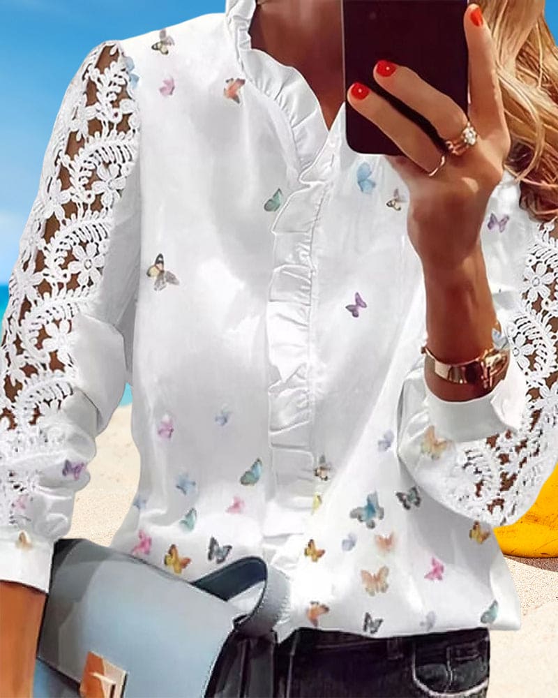 Levoire | Blouse En Dentelle Pour Femmes Avec Impression Patchwork