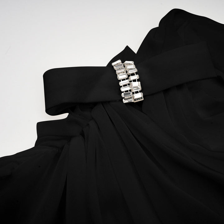 Levoire | Blouse Et Jupe En Tulle Asymétrique Ensemble Coordonné Noir