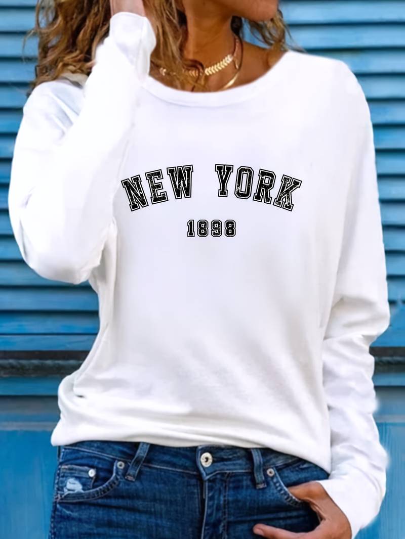 Levoire | T-Shirt À Col Rond Avec Impression New York Blanc