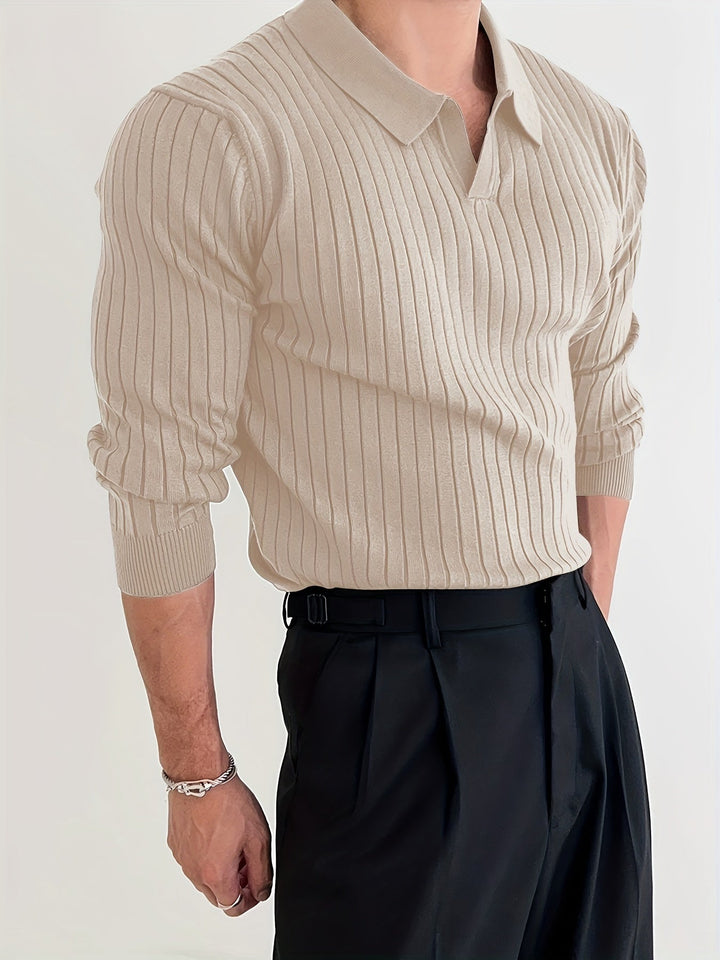 Levoire | Chemise Tricot Rayée À Manches Longues Abricot