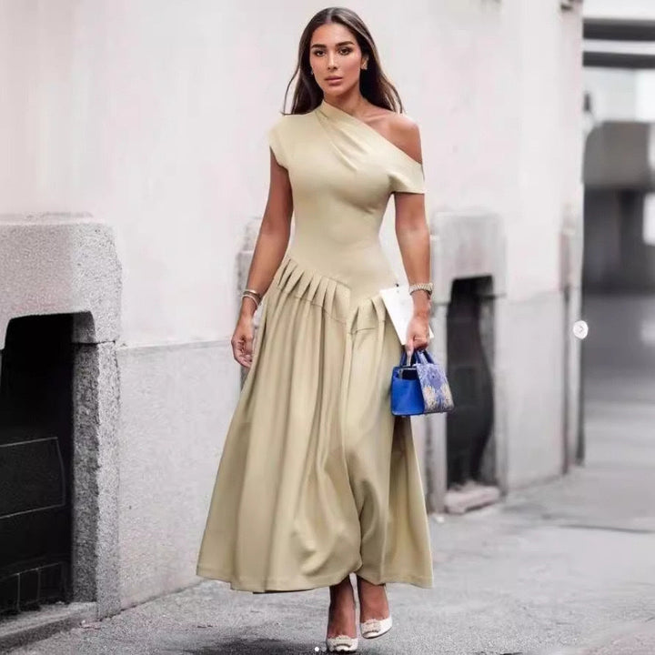 Levoire | Jupe Crayon Irrégulière Taille Haute À Manches Courtes Et Encolure Ronde