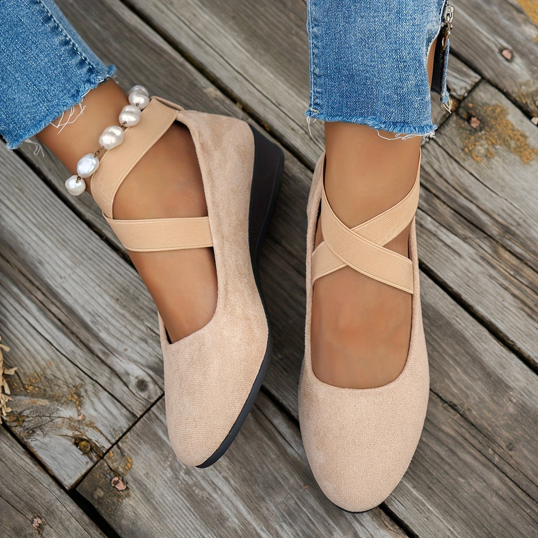 Levoire | Ballerines Simples Pour Femmes En Velours Respirant Beige clair