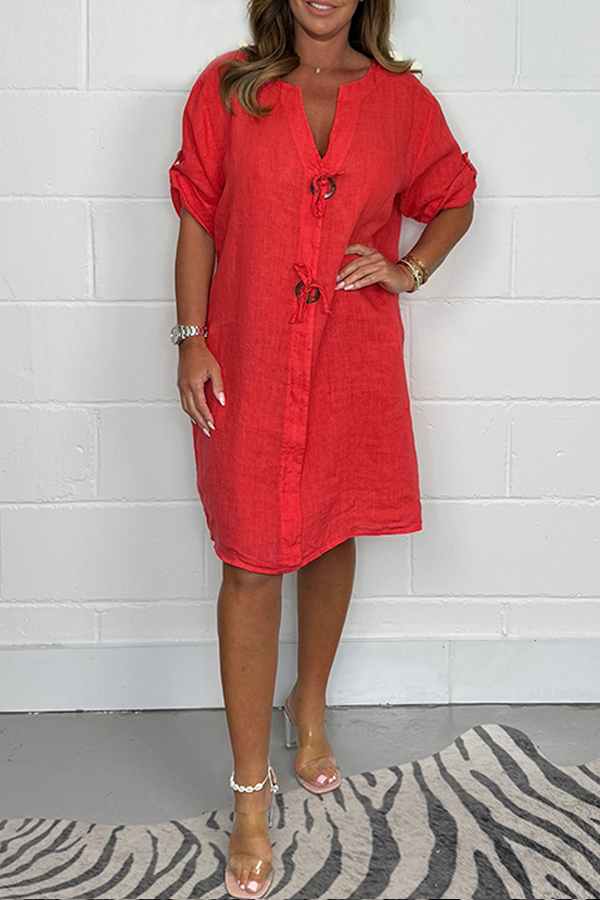 Levoire | Robe À Boutons Grande Taille Rouge-Orange