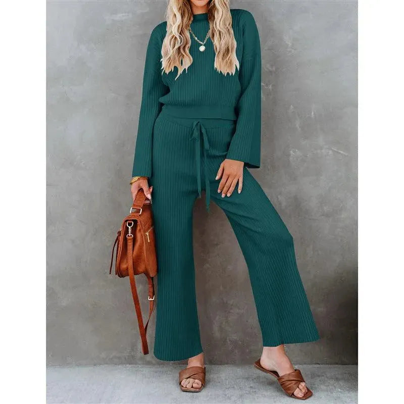 Levoire | Chemise à manches longues et pantalons décontractés amples Vert foncé