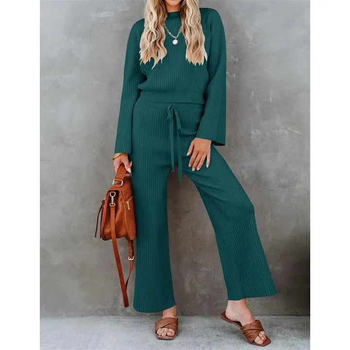 Levoire | Chemise à manches longues et pantalons décontractés amples Vert foncé