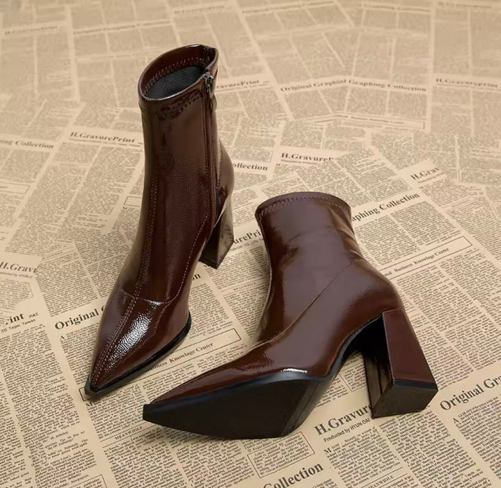Levoire | Bottines En Simili Cuir Avec Talon Bloc Rot