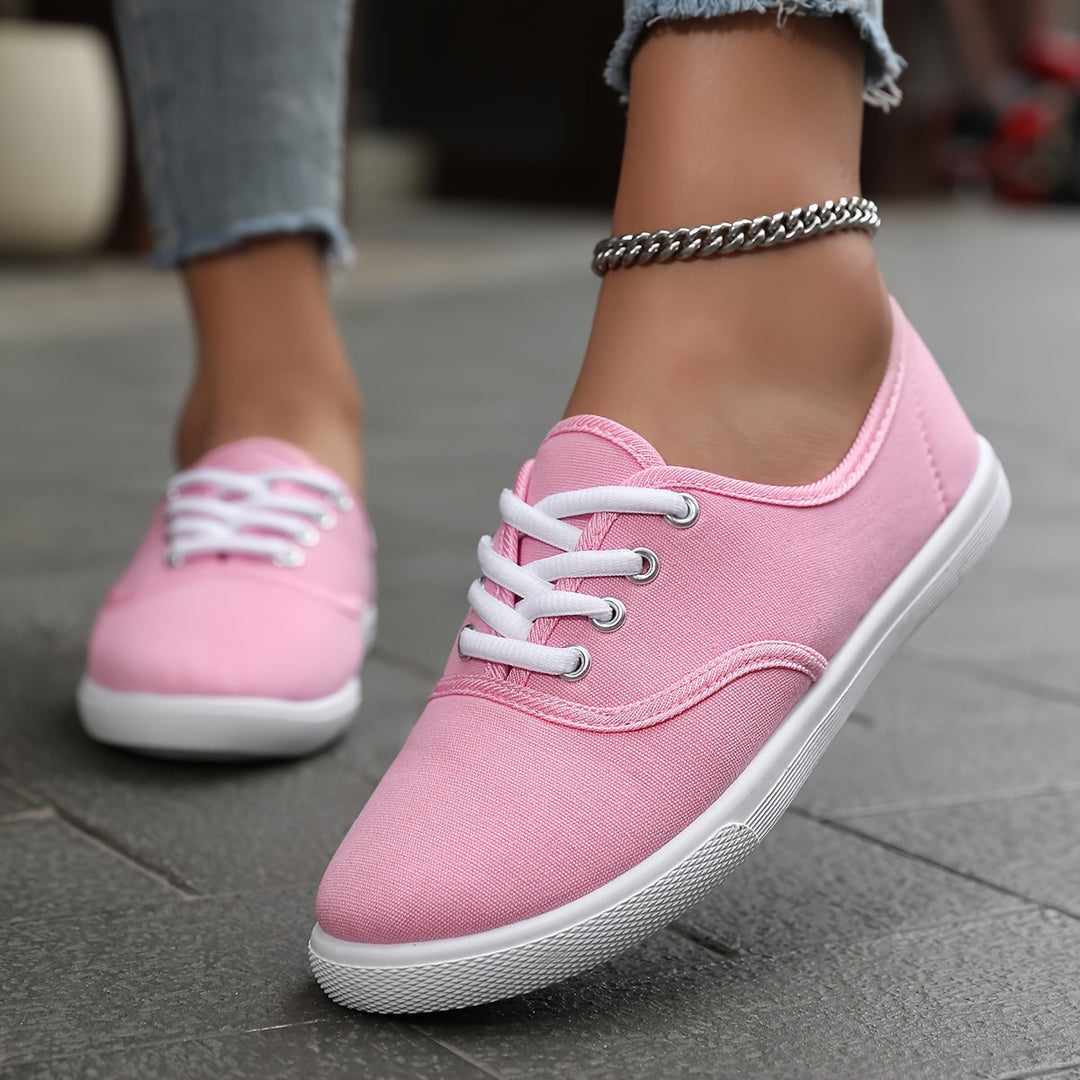 Levoire | Basses Chaussures En Toile Confortables Blanches Rosa