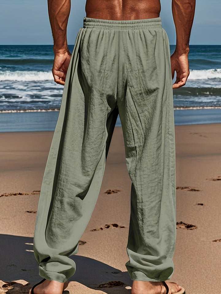 Levoire | Loisirs Coton Lin Pantalons Couleur Unie