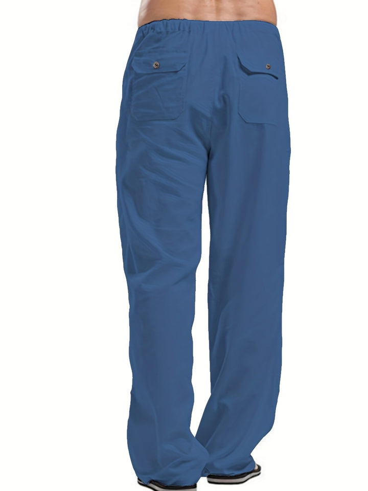 Levoire | Pantalons Pour Hommes En Mélange De Coton Et De Lin Avec Une Taille Élastique Décontractée