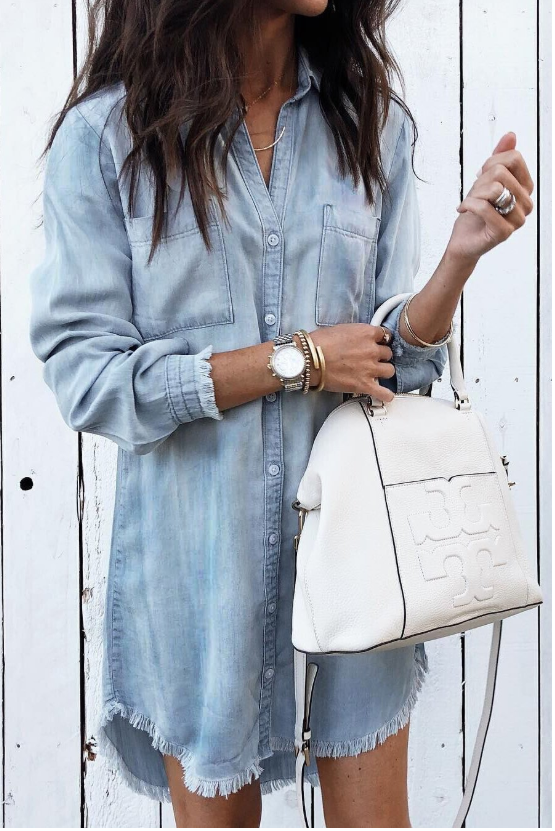 Levoire | Robe Chemise En Denim Pour Femmes Bleu ciel