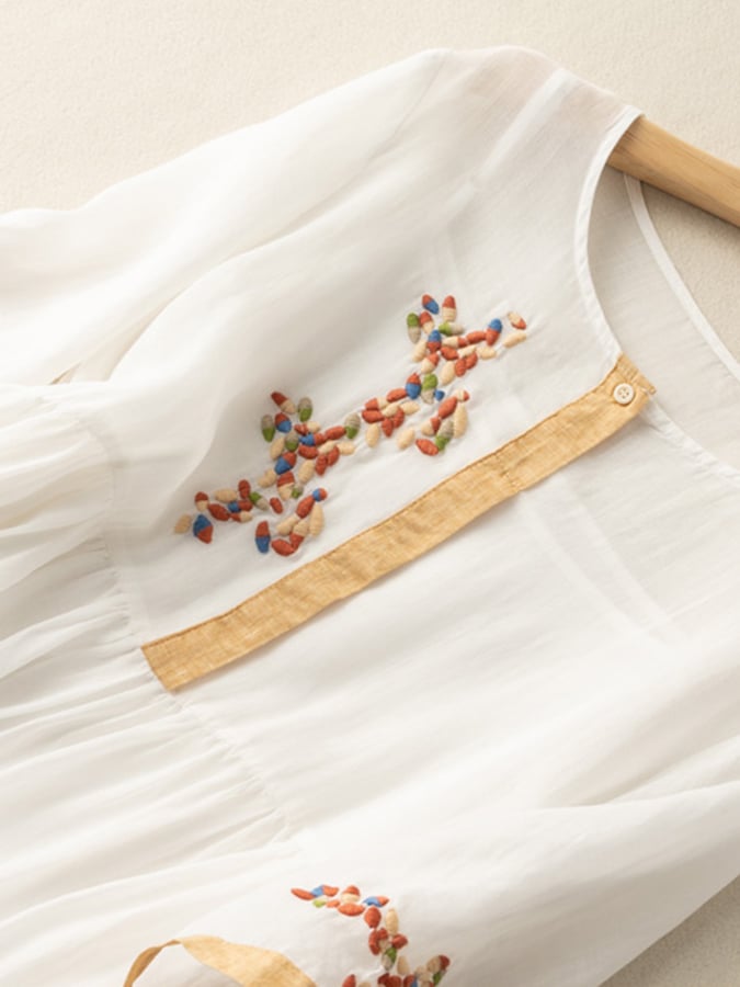 Levoire | Robe Brodée En Coton Et Lin