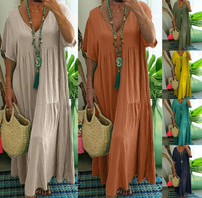 Levoire | Robe longue décontractée à manches courtes pour femmes