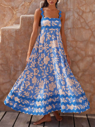 Levoire | Robe longue à bretelles et encolure carrée imprimée