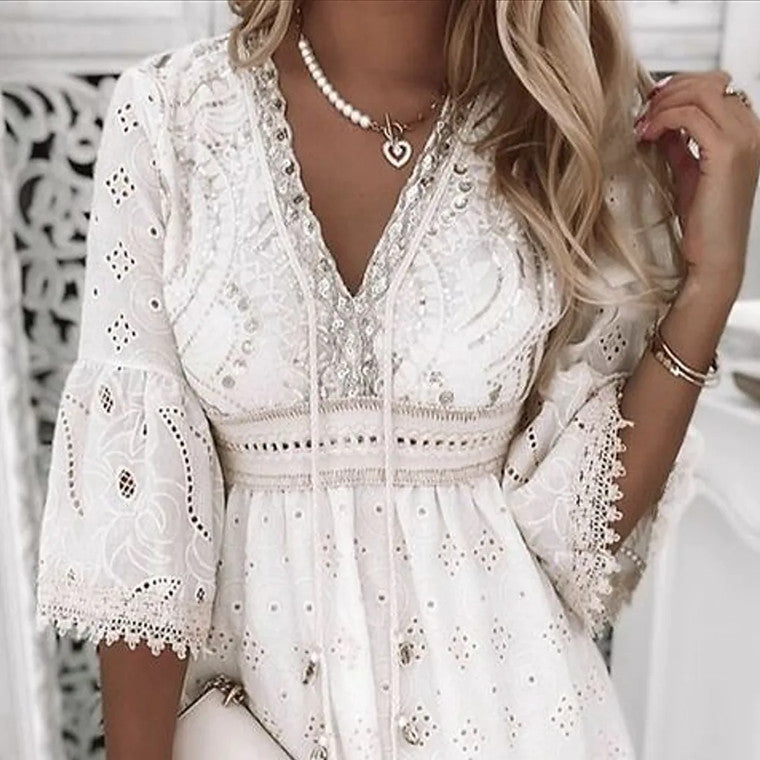 Levoire | Robe Courte En Dentelle Boho