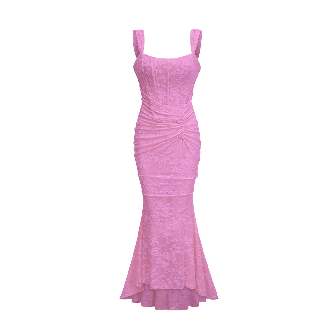 Levoire | Robe Maxi Jacquard Fleurs Rosa
