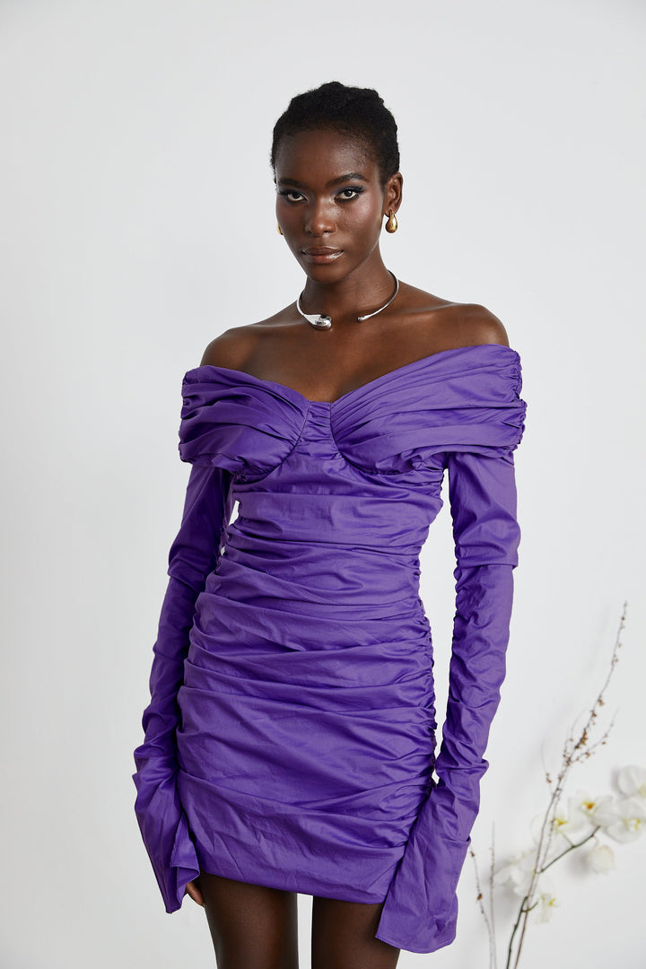 Levoire | Robe Mini À Épaules Dégagées Raffung