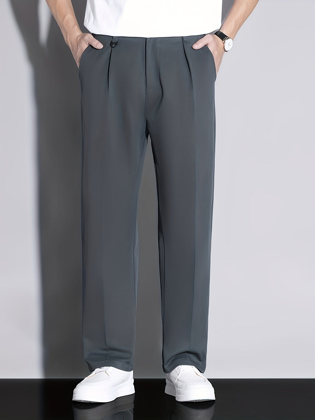 Levoire | Pantalons Pour Hommes Unicolores En Polyester, Tissu Non Extensible